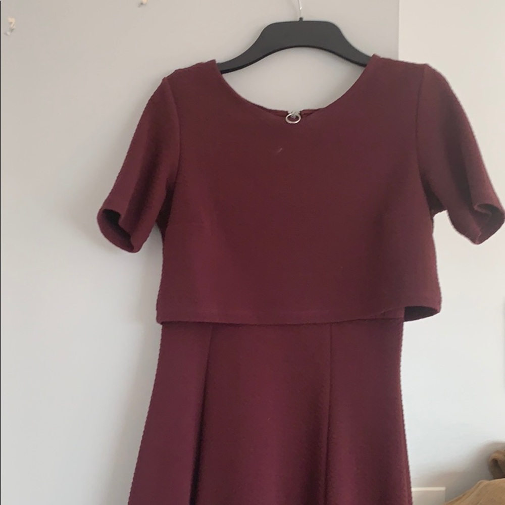 Burgundy peplum dress